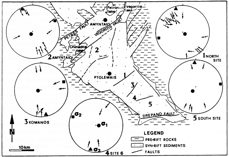 GRCS070F04 - Simplified tectonic map of the Ptolemais Basin with mesostructural analysis