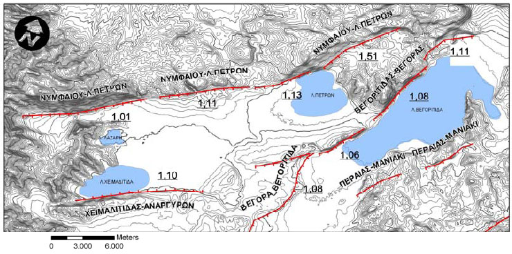 GRCS070F13 - Mountain-Front Sinuosity index map for the Amynteo Fault Zone