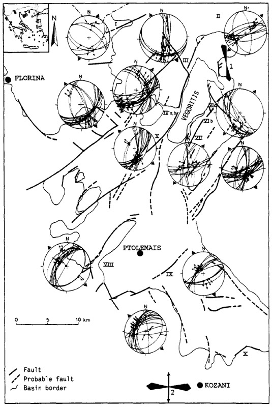 GRCS072F02 - Neotectonic map with mesostructural analyses of the Ptolemaida Basin
