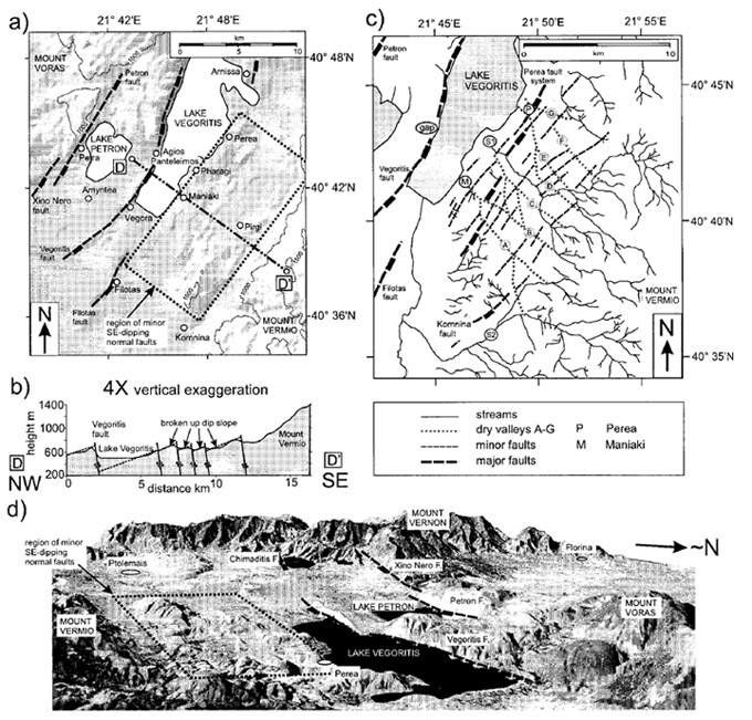 GRCS072F04 - Landsat TM image and DEM, map with morphotectonic features and morphological profiles