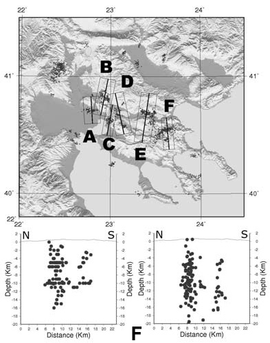 GRCS110F17 - Vertical hypocentre distribution at the western sector of the Varvara-Stratoni CS