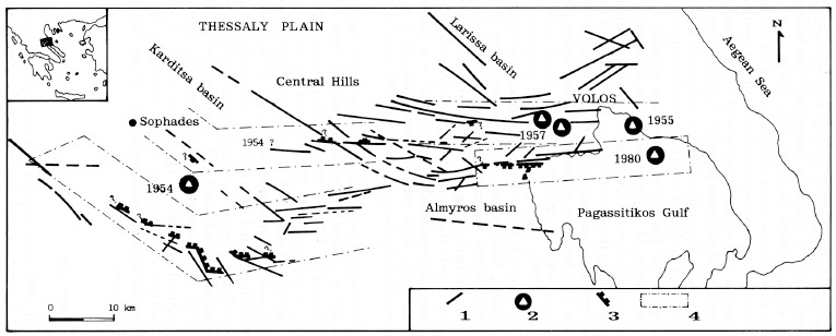 GRIS015F02 - Southern Thessaly neotectonic map with co-seismic ruptures