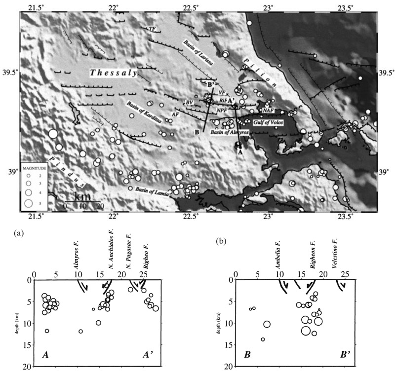 GRIS015F06 - Microseismicity map with major faults and profiles